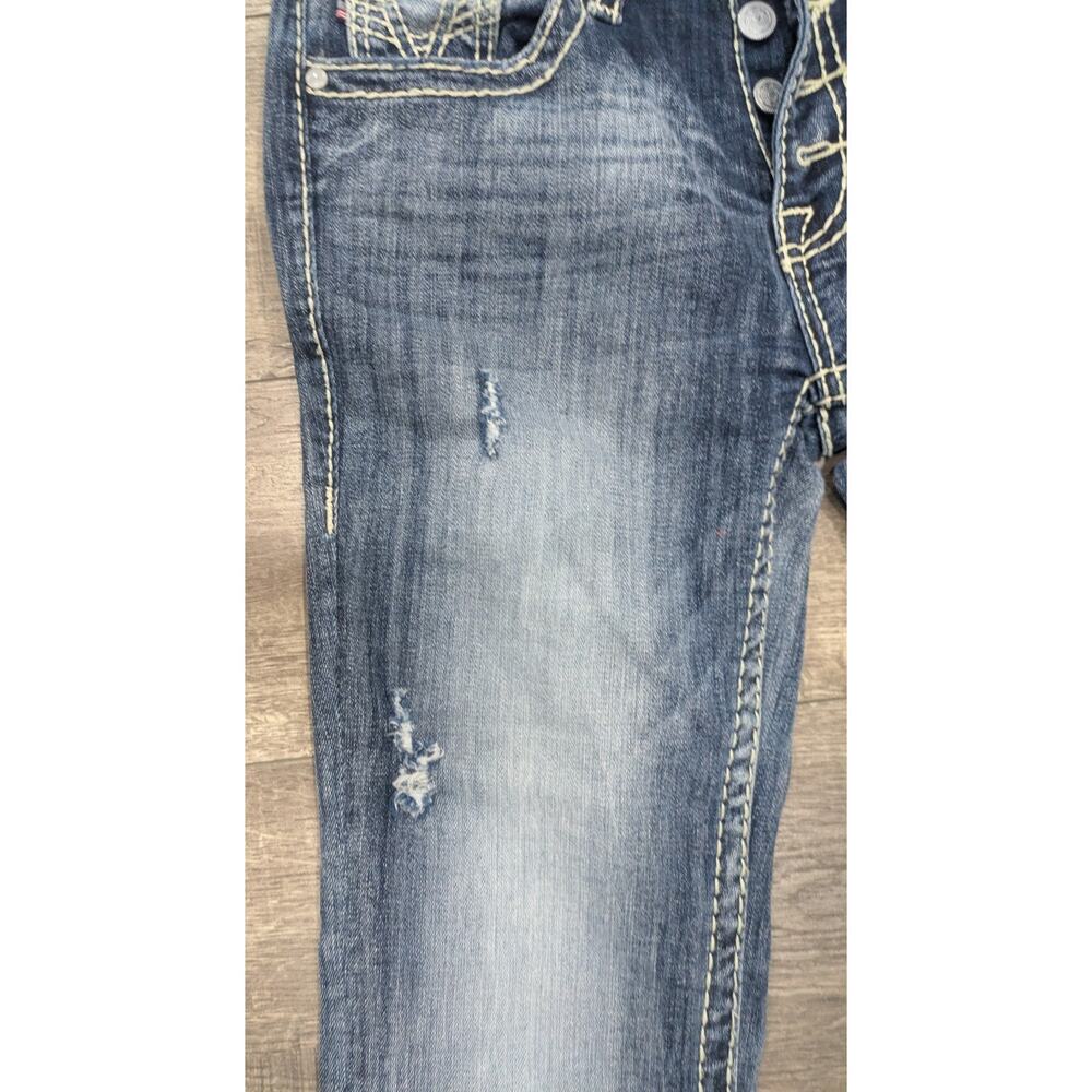Hudson Beth Baby Bootcut Distressed Jeans Flap Pocket Union Jack LogoLong 31/33 - Picture 4 of 11
